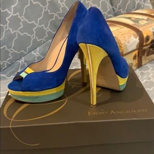 Enzo Angiolini Leather Peep Toe Pumps